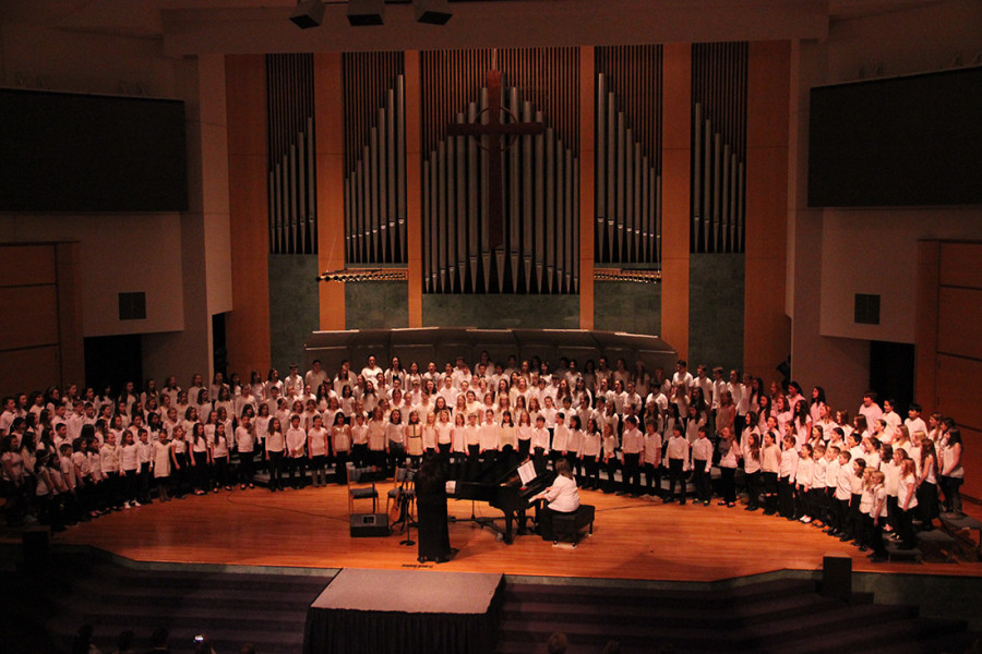 A group shot of the all the elementary choir students, which added up to over 200 students. 